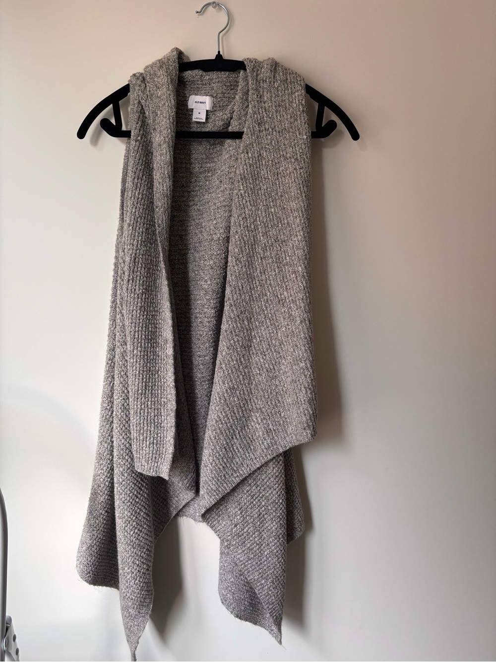 Cozy Knit Waterfall Vest - Gray 53% Cotton